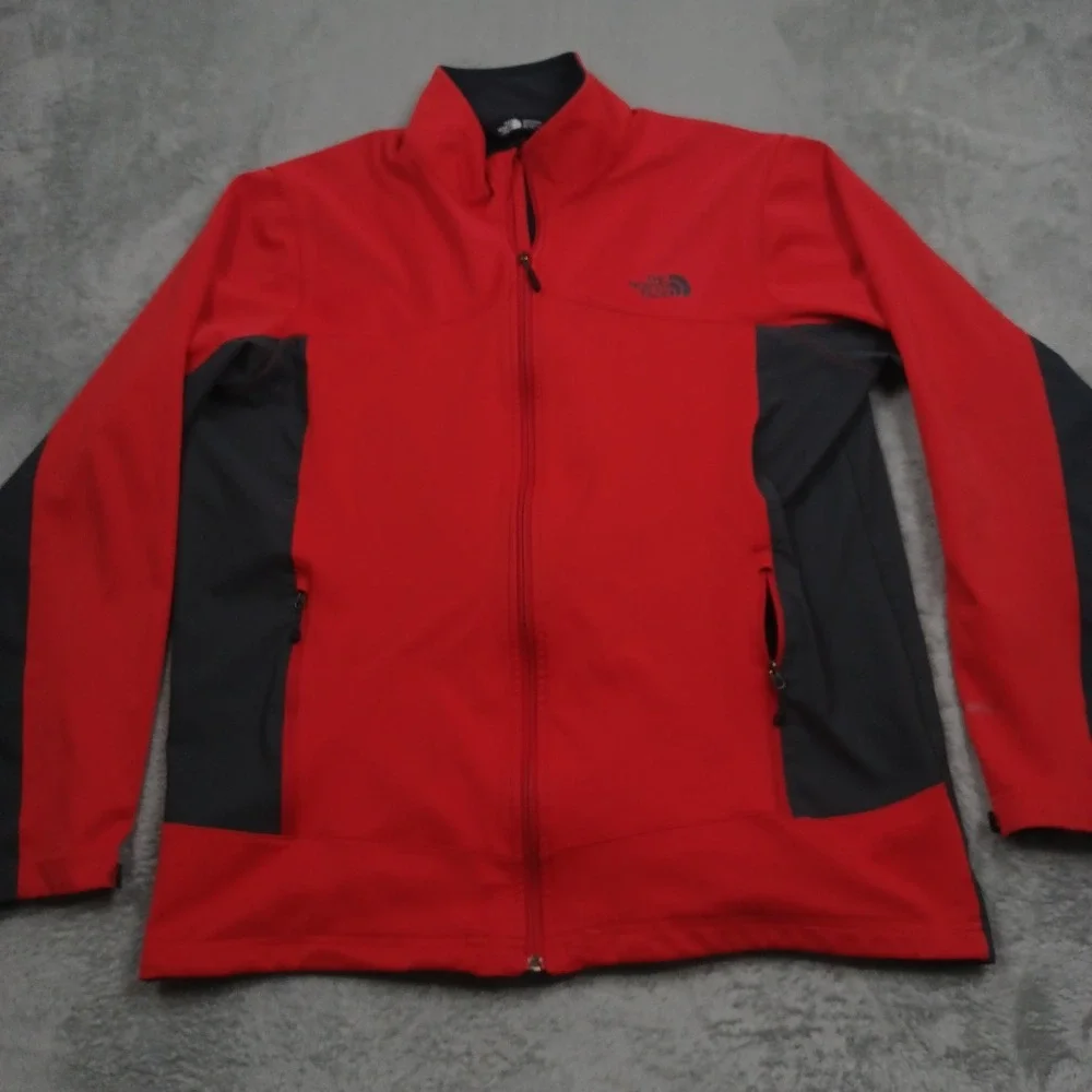 North Face Jacket Mens XL Red‎ Full ZIp Outdoor Casual Pockets Windstopper